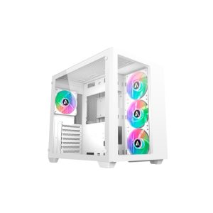 Abysm Gaming - Caja ATX Sava 285 BX203 Blanca - 2 x USB 3.0 - 1 x USB-C 3.1 - VGA hasta 41cm - 4 x 120 mm ARGB incluídos - Hasta 10 ventiladores- Líquida hasta 360 - Antipolvo - 440x351x535mm