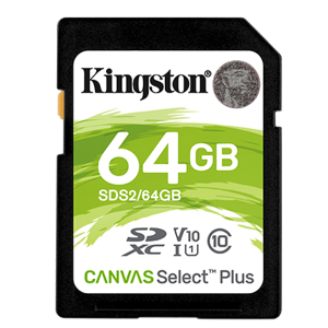 SECURE DIGITAL HC 64 GB CANVAS SELECT PLUS CLASE10 KINGSTON