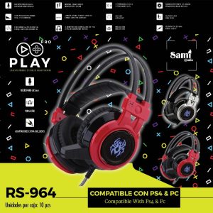 AURICULAR SAMI GAMING PLAY C/LUZ LED+VIBRACION