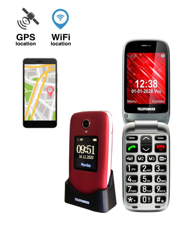 Telefono movil telefunken s560 senior phone - 2g - gps - 2.8pulgadas - rojo