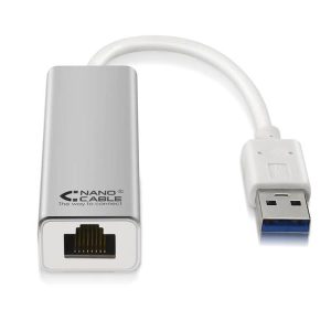 CONVERSOR USB 3.0 A ETHERNET 10/100/1000 Mbps 15cm PLATA NANOCABLE