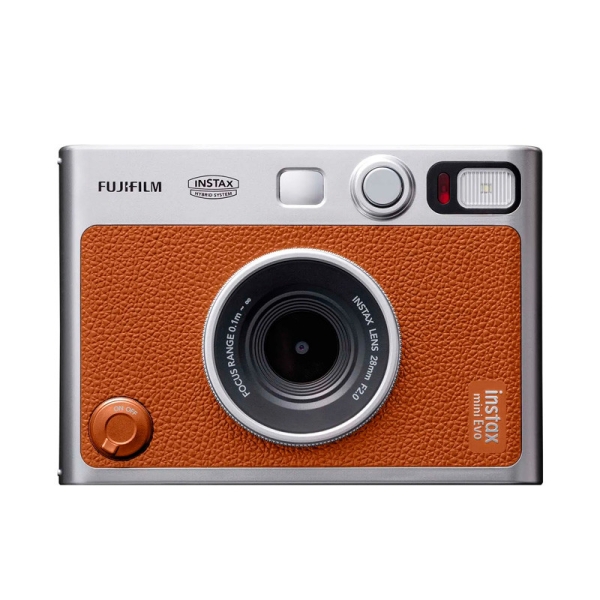 Fujifilm Instax Mini EVO Camara Instantanea Hibrida - Tamaño de Imagen 62x46mm -Espejo para Selfies - Exposicion Automatica  - Color Marron