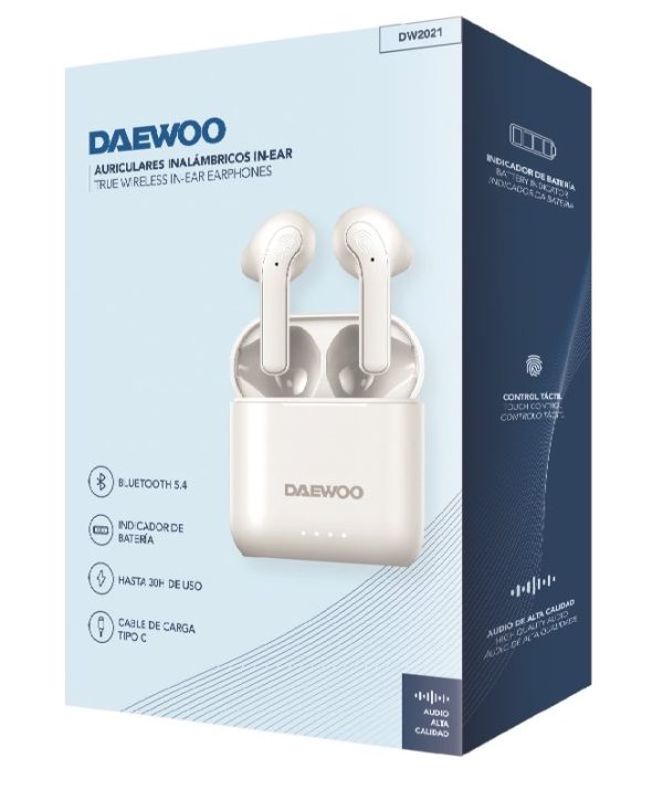 AUIRICULAR DAEWOO TWS BT 5.4 BLANCO - NIVEL DE CARGA - 40MAH - 650MAH - Image 3