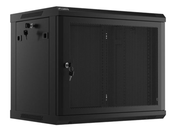 ARMARIO LANBERG 9U 600X450 CON PUERTA PERFORADA RACK 19 H-60 KG NEGRO FLAT PACK