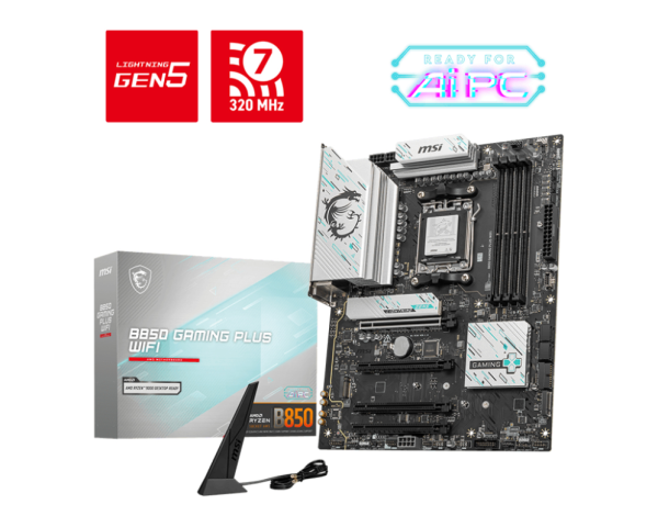 PLACA BASE MSI B850 GAMING PLUS WIFI PCI-E x16 Gen5, M.2 Gen5