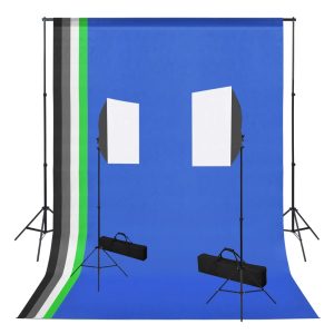 Kit de estúdio fotografia com softbox de iluminação e fundos