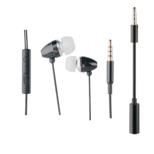 Muvit auriculares estéreo con micrófono + adaptador 3 -5mm negro