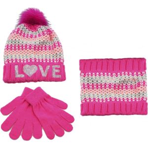 CONJUNTO DE GUANTES, GORRO Y BUFANDA PARA PREESCOLARES DE 2 A 5 AÑOS COLOR FUCSIA