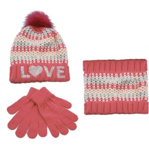 CONJUNTO DE GUANTES, GORRO Y BUFANDA PARA PREESCOLARES DE 2 A 5 AÑOS COLOR ROSA