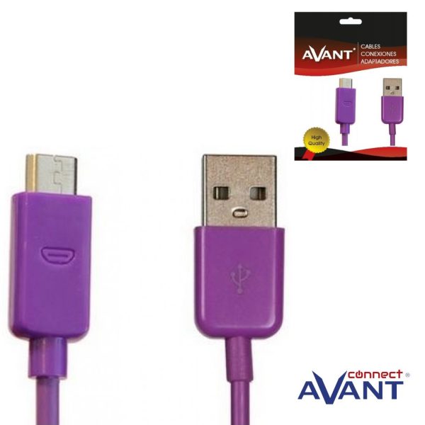 CABLE MICRO USB A USB AM 1.2 MTRS.2.0V. AVANT MORADO