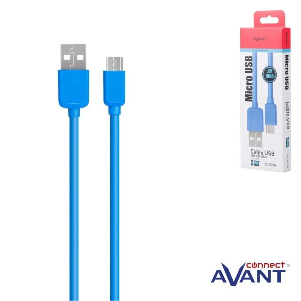 CABLE AVANT MICRO USB A USB 1M - 2A - AZUL