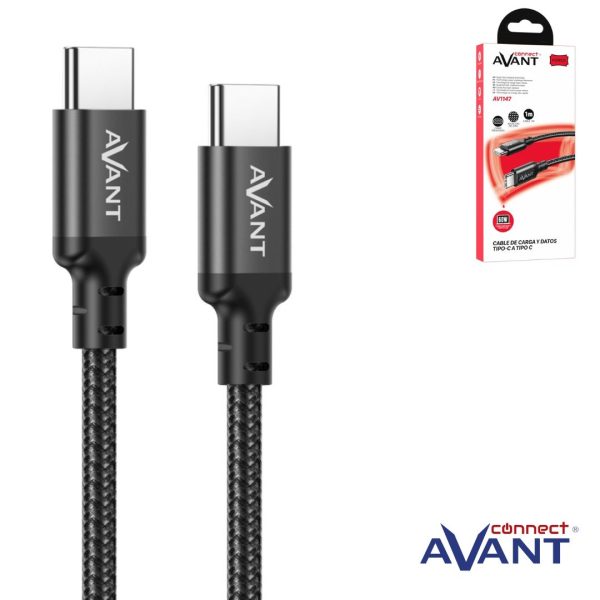 CABLE AVANT CONNECT 1M PD 60W 3A TIPO C A TIPO C TRENZADO - CARGA RAPIDA - FORCE EDITION