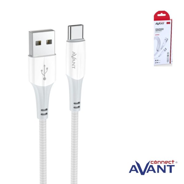 CABLE AVANT CONNECT USB A TIPO C 1M 3A TRENZADO - CARGA RAPIDA - FORCE EDITION