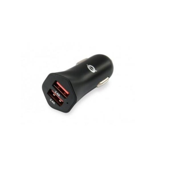 Cargador coche conceptronic carden04b 2 puertos usb tipo a 4.8a 24w