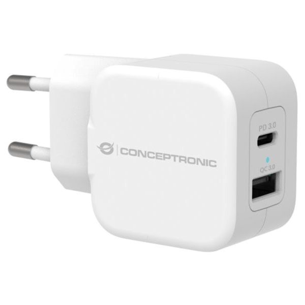 Cargador conceptronic pd 1 puerto usb - c althea - 20w - blanco