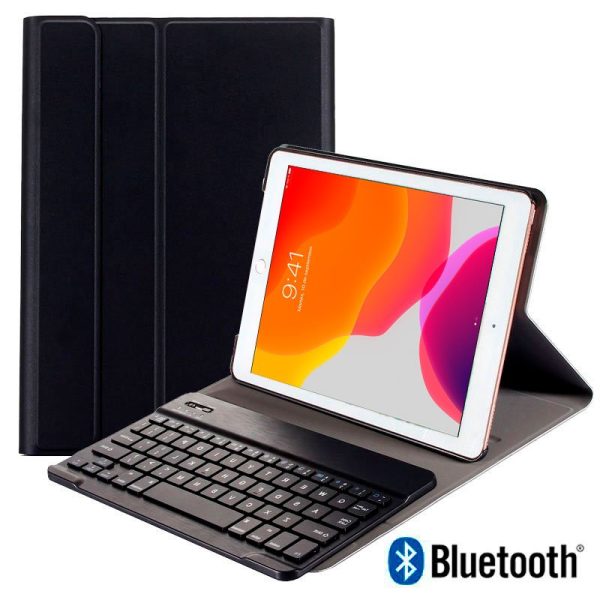 Funda  para iPad (2019 / 2020 / 2021) de 10,2 pulg Polipiel Teclado Bluetooth (Negro)