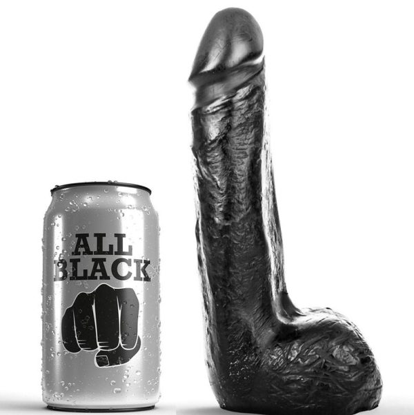 ALL BLACK - DILDO REALISTA NEGRO SUAVE 20 CM ALL BLACK