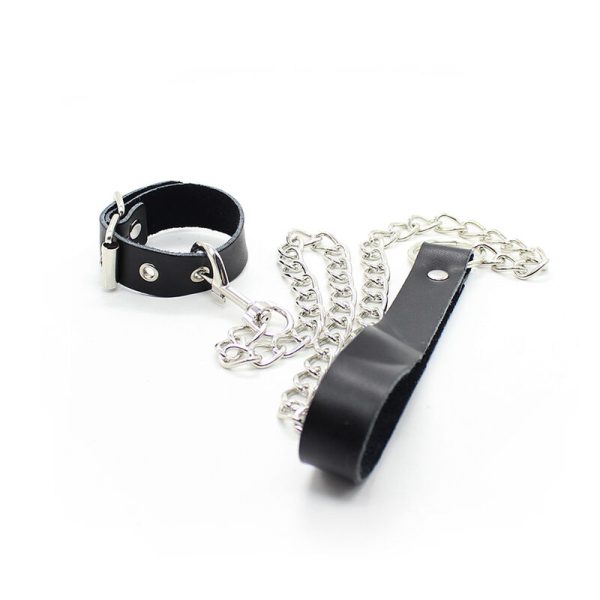 OHMAMA FETISH - COLLAR PARA EL PENE Y CORREA DE PIEL CON CADENA DE METAL OHMAMA FETISH - Imagen 2