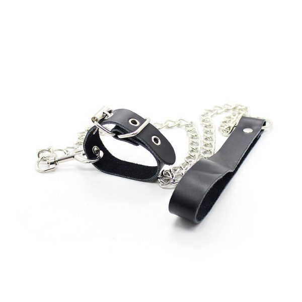 OHMAMA FETISH - COLLAR PARA EL PENE Y CORREA DE PIEL CON CADENA DE METAL OHMAMA FETISH - Imagen 3