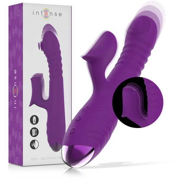 INTENSE - IGGY VIBRADOR MULTIFUNCIÓN RECARGABLE ARRIBA Y ABAJO CON ESTIMULADOR DE CLÍTORIS MORADO INTENSE FUN - Imagen 2