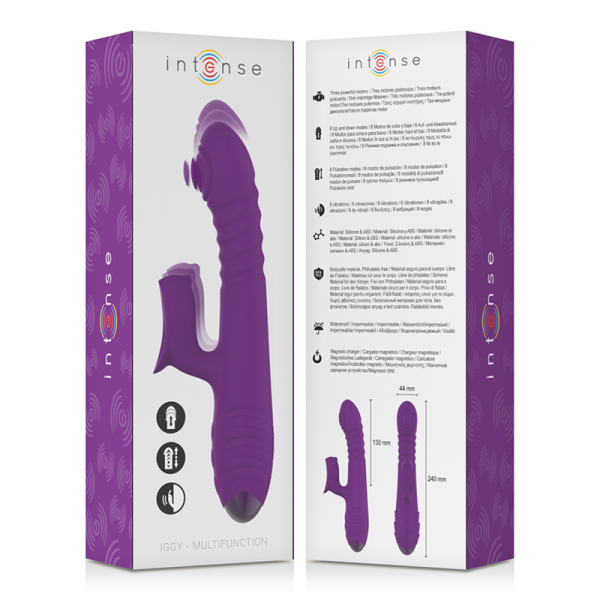 INTENSE - IGGY VIBRADOR MULTIFUNCIÓN RECARGABLE ARRIBA Y ABAJO CON ESTIMULADOR DE CLÍTORIS MORADO INTENSE FUN - Imagen 6