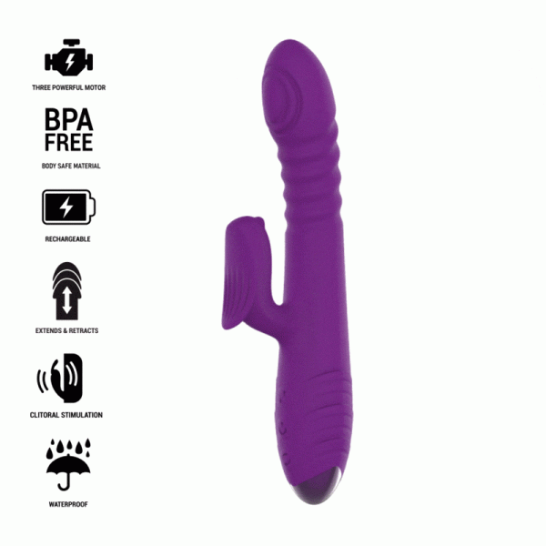 INTENSE - IGGY VIBRADOR MULTIFUNCIÓN RECARGABLE ARRIBA Y ABAJO CON ESTIMULADOR DE CLÍTORIS MORADO INTENSE FUN