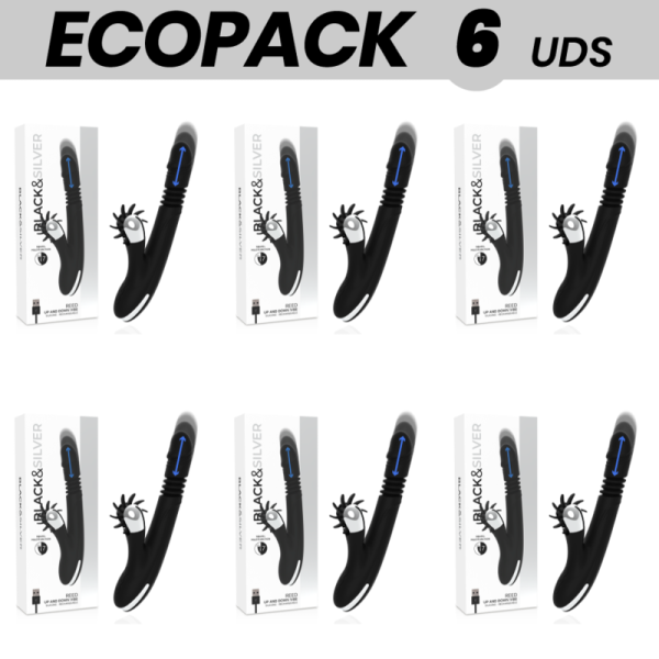 ECOPACK 6 UNIDADES - VIBRADOR UP & DOWN BUNNY REED BLACK&SILVER BLACK&SILVER