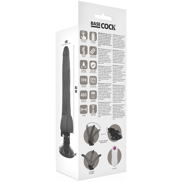 BASECOCK - VIBRADOR ARTICULABLE CON MANDO A DISTANCIA NEGRO 18,5 CM NEGRO TALLA 1 BASECOCK - Imagen 5