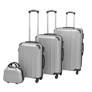 Conjunto de tróleis estojo rígido 4 pcs prateado