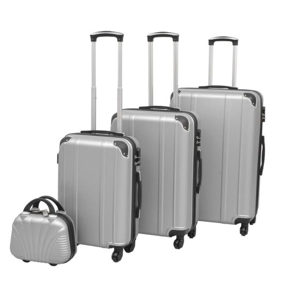 Conjunto de tróleis estojo rígido 4 pcs prateado