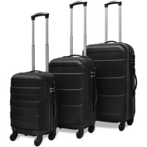 Conjunto de tróleis em estojo rígido 3 pcs 45,5/55/66 cm preto
