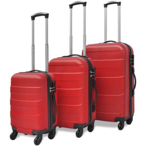 Conjunto de tróleis estojo rígido 3 pcs 45,5/55/66 cm vermelho
