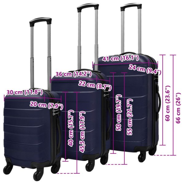Conjunto de tróleis em estojo rígido 3 pcs 45,5/55/66 cm azul - Image 6