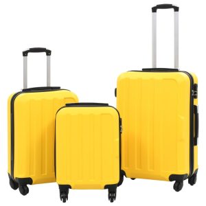 Conjunto de tróleis estojo rígido 3 pcs ABS amarelo