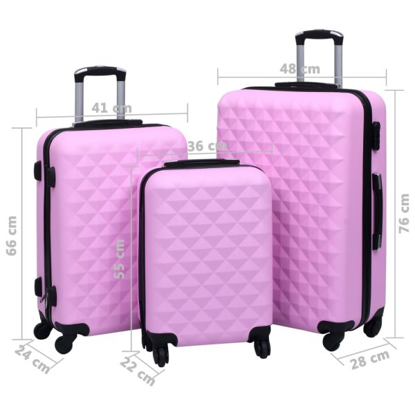 Conjunto de tróleis estojo rígido 3 pcs ABS rosa - Image 8