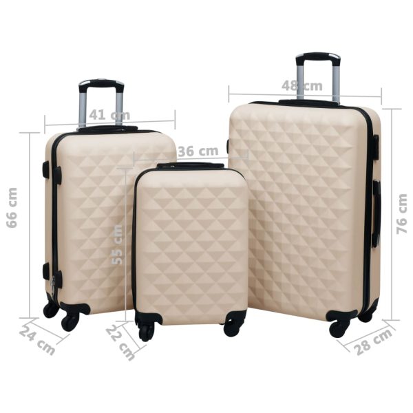 Conjunto de tróleis estojo rígido 3 pcs ABS dourado - Image 8