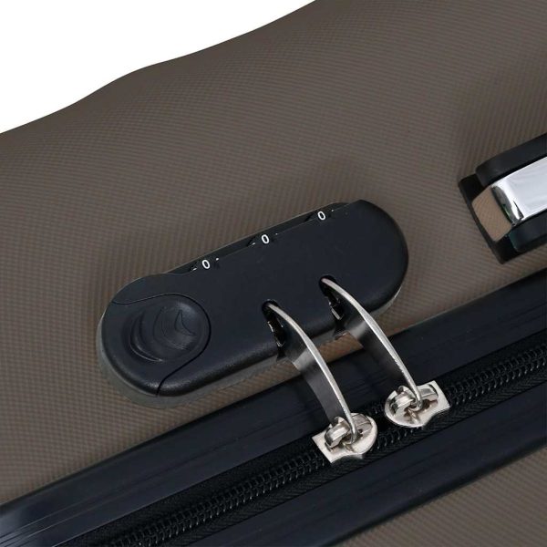 Conjunto de tróleis estojo rígido 3 pcs ABS castanho - Image 7