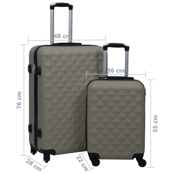 Conjunto de tróleis estojo rígido 2 pcs ABS antracite - Image 12
