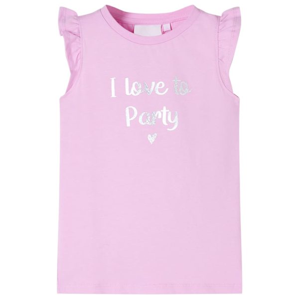 T-shirt para criança manga com folhos lilás 140