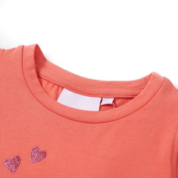 T-shirt para criança manga com folhos cor coral 104 - Image 3