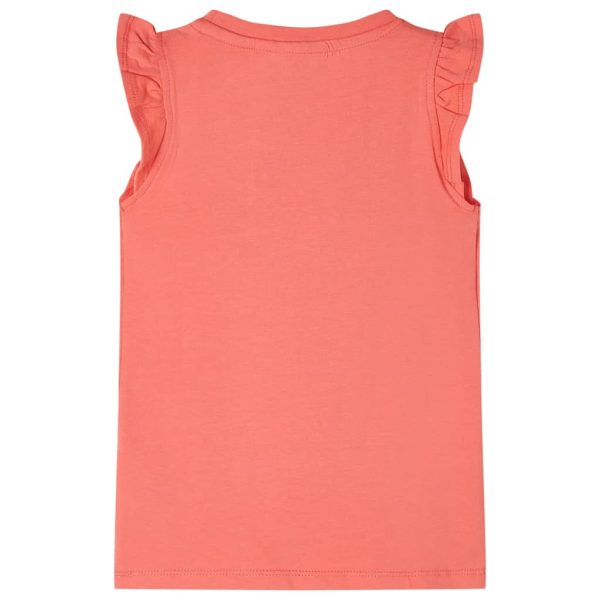 T-shirt para criança manga com folhos cor coral 128 - Image 2