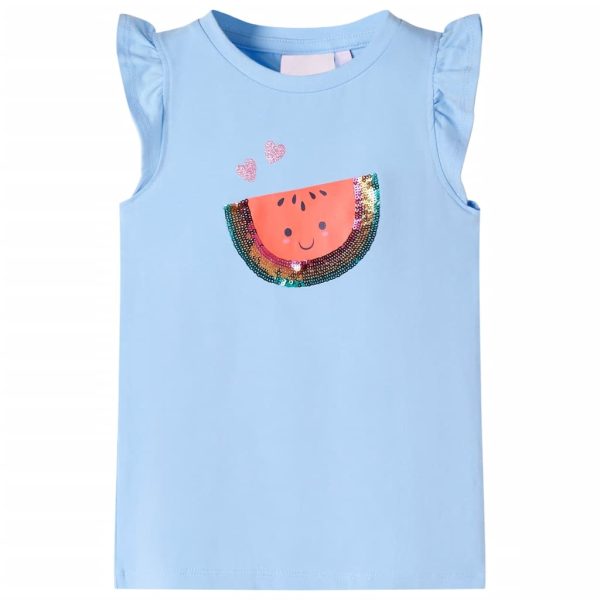 T-shirt para criança manga com folhos azul-claro 92