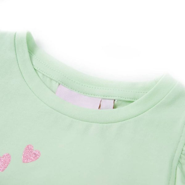 T-shirt para criança manga com folhos verde-suave 104 - Image 3