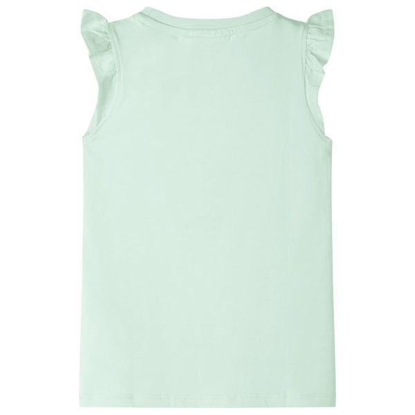 T-shirt para criança manga com folhos verde-suave 128 - Image 2