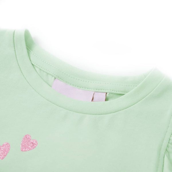 T-shirt para criança manga com folhos verde-suave 128 - Image 3