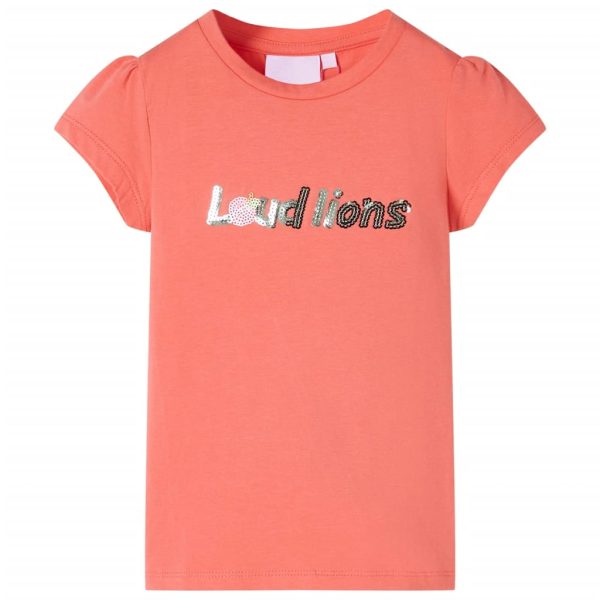 T-shirt de manga curta para criança cor coral 104