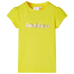 T-shirt de manga curta para criança amarelo-brilhante 92