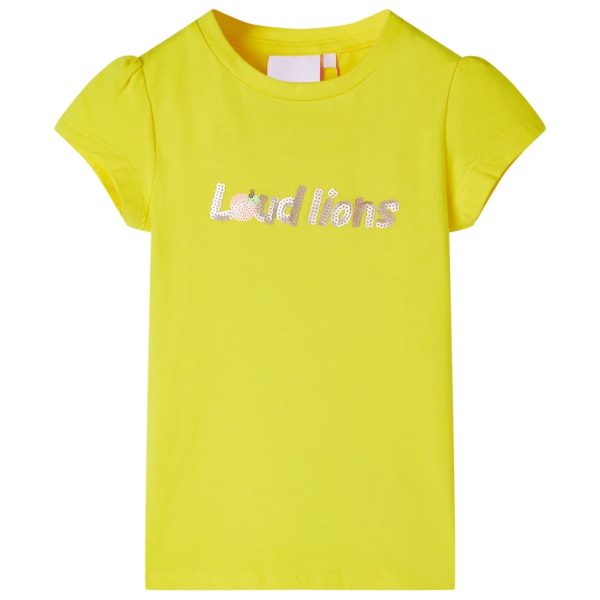T-shirt de manga curta para criança amarelo-brilhante 92