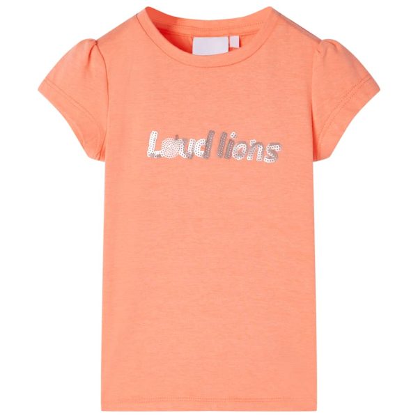 T-shirt de manga curta para criança laranja-néon 116