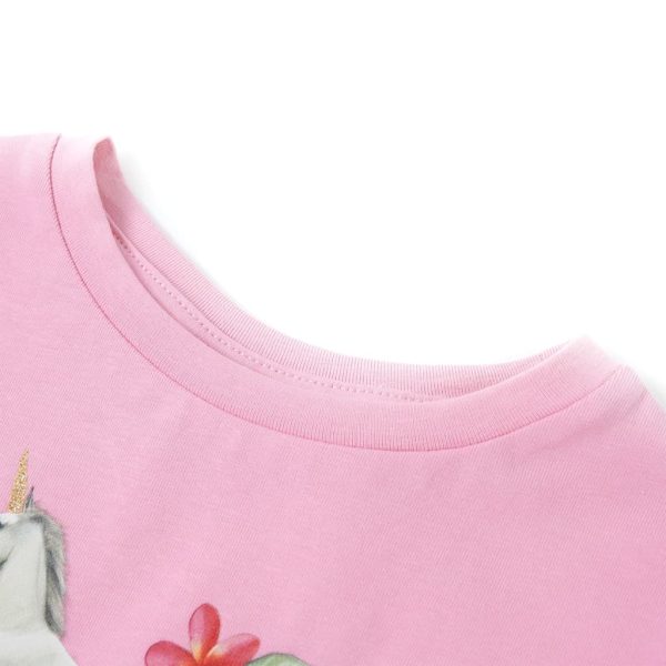 T-shirt manga curta para criança rosa-choque 92 - Image 3